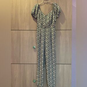 As U Wish Jumpsuit Green Floral Medium